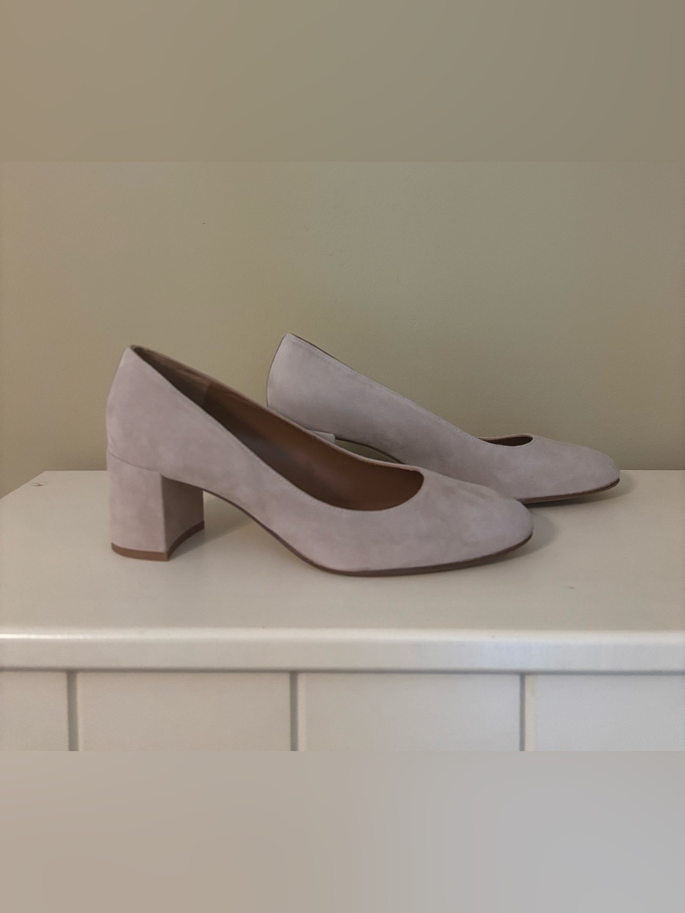 Margaux The Heel Suede Block Heel Pumps Fawn 38.5 W